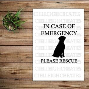 *2 for $20* In Case of Emergency Please Rescue Dog vinyl decal Handcrafted